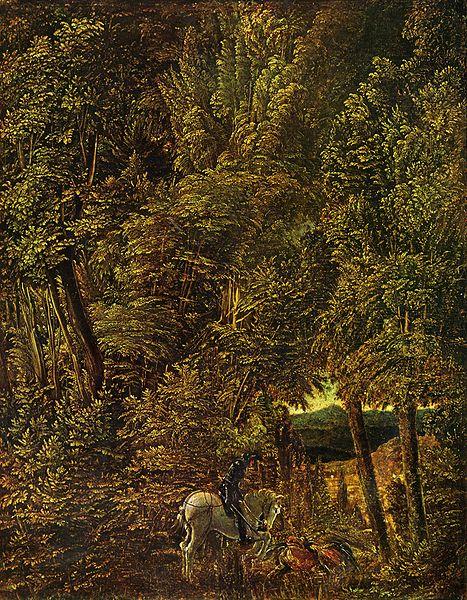 Albrecht Altdorfer Countryside of wood with Saint George fighting the dragon oil painting picture